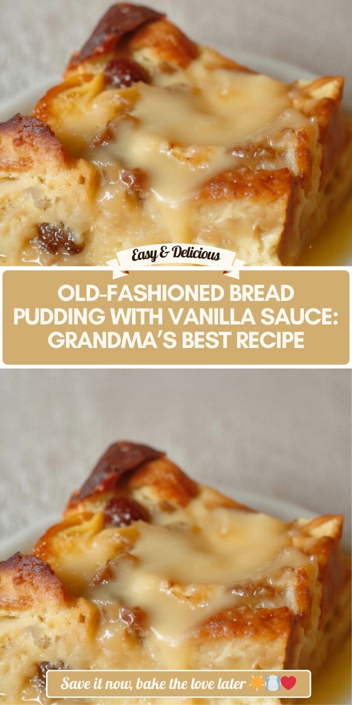 Old-Fashioned Bread Pudding with Vanilla Sauce: Grandma’s Best Recipe